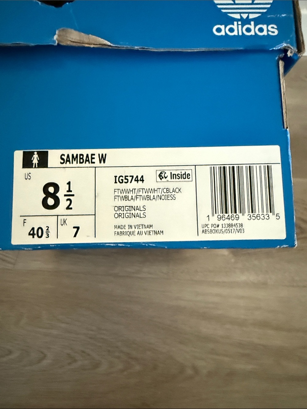 adidas Women’s Sambae Sneakers - White/Black/Gum - Picture 2 of 9